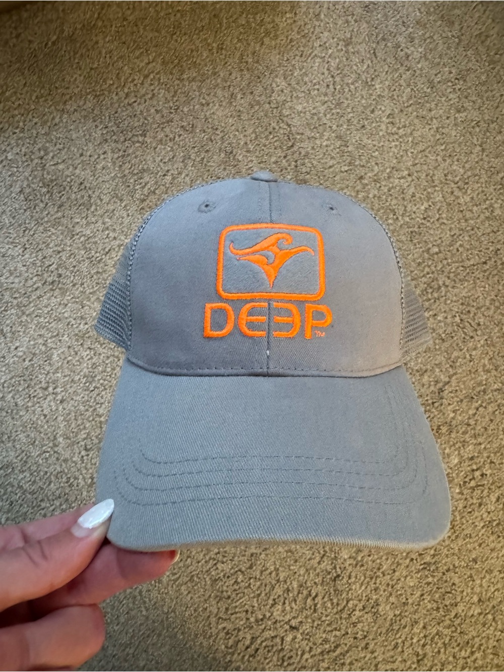 Grey & Orange Embroidered Trucker Hat